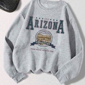 SHEIN Gray Arizona Graphic Crew Neck Sweater
